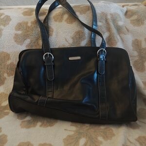 Rosetti Black Faux Leather Tote with Logo Plaque